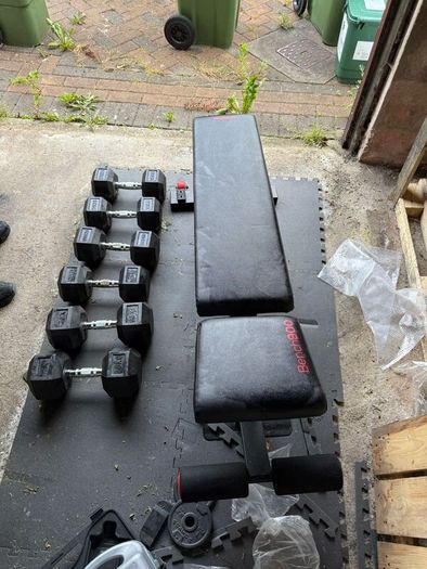 2 X 17.5kg Rubber Hex Dumbbells