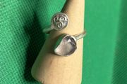 Handmade Celtic sterling silver ring with sea glass and Triskele. Size N and adjustable