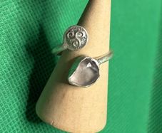 Handmade Celtic sterling silver ring with sea glass and Triskele. Size N and adjustable