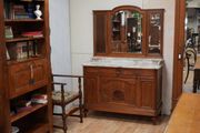 Antique French Oak Dressing Table / Vanity with Marble Top