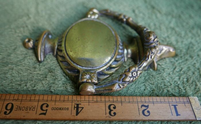 Vintage Solid Brass Door Knocker Floral Rams head