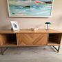 Herringbone Wood Console Table / TV Stand
