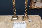 Pair Brass barley twist candlesticks 20cm high