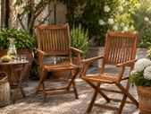 Set of 2 Wooden Folding Garden Chairs Adjustable High Back Eucalyptus