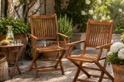 Set of 2 Wooden Folding Garden Chairs Adjustable High Back Eucalyptus