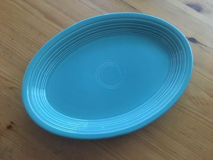 Vintage Fiestaware Turquoise Oval Platter