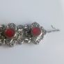 Vintage 1960s Souvenir du Maroc Hamsa Hand link bracelet red enamel Image 4