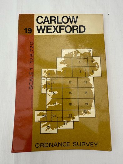 Vintage 1970's Ordnance survey of Ireland map of Carlow and Wexford, map no.19