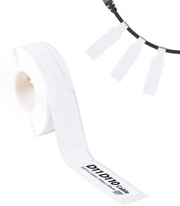 Label Maker Cable Tape, Waterproof Stronger Adhesiveness Laminated Label Pinter Paper for D11 Label Maker, Easy to Use (0.5" x 4.3", 60pcs, White)