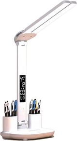 FREE P&P LED USB Charging Touch Control Table Lamps 3 Colors 5 Brightness Eye-Caring Reading Light Bedside Phone Holder 3 in 1 LCD Calendar Temperature Alarm