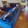 L shaped sofa/couch, blue velvet. Image 6