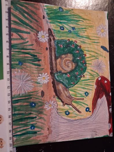 Mossy snail painting.