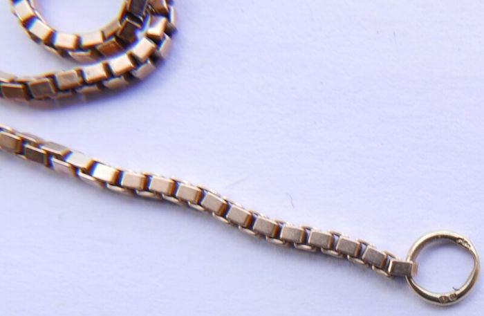 Vintage Square Box Link 9ct Rose Gold 375 Necklace L-17" - 7,27g