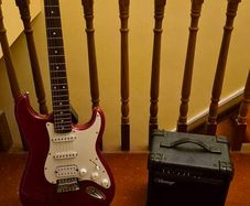 Fender Squire Strat Guitar and amp