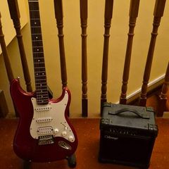 Fender Squire Strat Guitar and amp