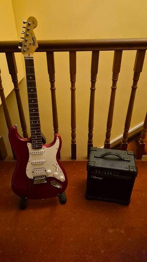Fender Squire Strat Guitar and amp