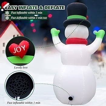 7 FT Christmas Inflatables Snowman with LED Light, 210 cm Blow up Snow Man with Magic Hat, Giant Figure Xmas Christmas Decoration IP44 Weatherproof for Garden Yard Patio Lawn Home