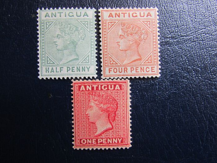 Antigua 1864-1870s.Victoria Stamps.Set of 3.Free post.Mint hinged.
