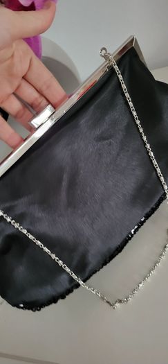 Black bling clutch bag with chain strap