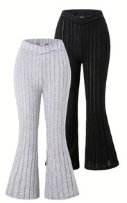 Brand New Set of 2 Girls' Elegant Fleece-Lined Flare Pants (Ages 13-14)