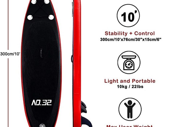 3m Inflatable Stand Up Paddle Board | Inflatable SUP Board Beginner's Surfboard Kit w/Adjustable Paddle | Air Pump w/Pressure Guage | Repair Kit | Premium Leash & Carry Backpack MULTIPLE COLOURS AVAILABLE (FREE SHIPPING)