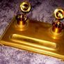 Early Victorian Brass Inkstand Image 8