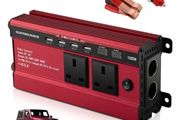 12V to 240V AC Car Converter, Power Inverter with 3.1A 4 USB 2 AC Sockets Dual Car Adapter, 2 LED Display, for Travel Camping RV Motorhomes Boat, Red