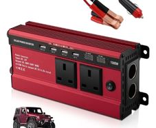 12V to 240V AC Car Converter, Power Inverter with 3.1A 4 USB 2 AC Sockets Dual Car Adapter, 2 LED Display, for Travel Camping RV Motorhomes Boat, Red