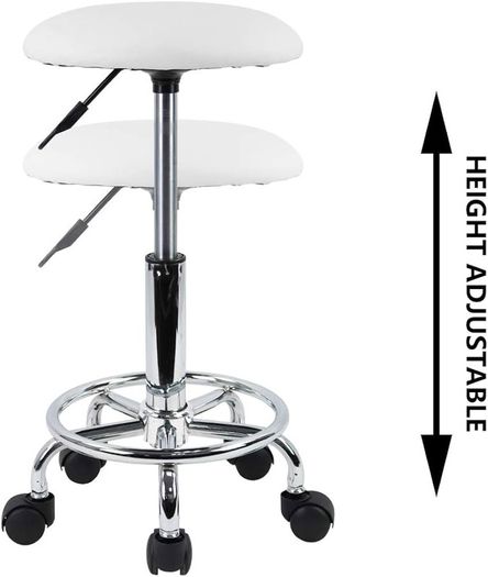 NEW SALE | Swivel Rolling Stool Height Adjustable PU Leather Cushion Salon Vanity Massage Office Stool Chair Small