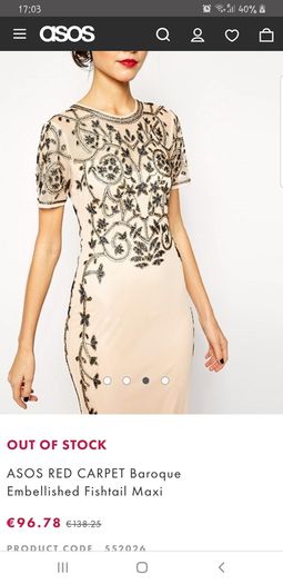 ASOS Red Carpet Baroque Embellished Fishtail Maxi dress gown - 10