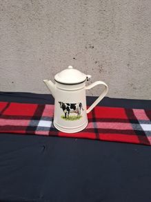 By post only enamel cow tea pot
