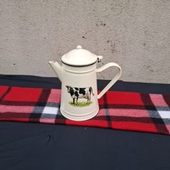 By post only enamel cow tea pot