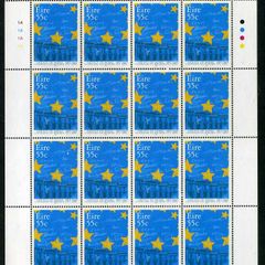 2007 Ireland 50th Anniversary of the Treaty of Rome Commemorative Stamp Sheetlet Plate 1A1A1A1A Mint Never Hinged (MNH)