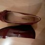 Wide fit low heel wine coloured shoes Image 2