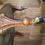 A Victorian Walnut upholstered Nursing Chair c1860 nicely Carved with Cabriole legs. It has Brass Castors. Image 9