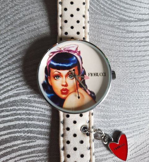 RARE Vintage Fiorucci "Rear Window" Pin-Up Watch - Polka Dot Strap