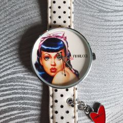 RARE Vintage Fiorucci "Rear Window" Pin-Up Watch - Polka Dot Strap
