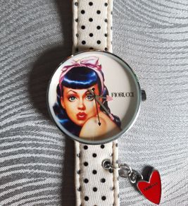 RARE Vintage Fiorucci "Rear Window" Pin-Up Watch - Polka Dot Strap