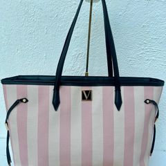 Victorias Secret iconic pink stripe tote bag