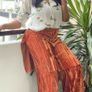 SALE Fab Zara Lux Burnt Orange Velvet Combination of Midi Skirt and  Wide Leg Trousers with Splits  Size Large Generous Fit with Elasticated Waist UK 14  New with Tags RRP 50 euro Image 2
