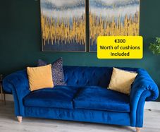 Large 3 Seater Navy Velvet Sofa  - Next home