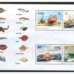 1991 Ireland Fishing Fleet Commemorative Stamp Booklet Pane Mint Never Hinged (MNH). Hibernian HP46
