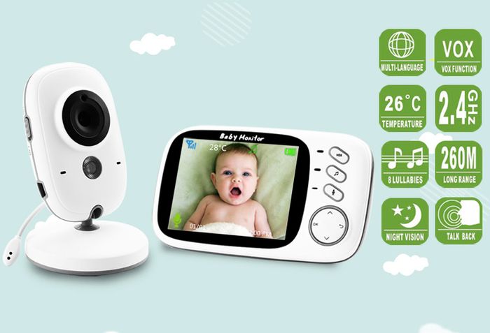 Wireless Video Color Baby Monitor with 3.2Inches LCD 2 Way Audio Talk Night Vision Surveillance Security Camera Babysitter