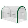 Tunnel Greenhouse, Greenhouse, Zipper Doors, Mesh Windows, Metal Frame, 3.5 x 2 x 2m, White Image 6