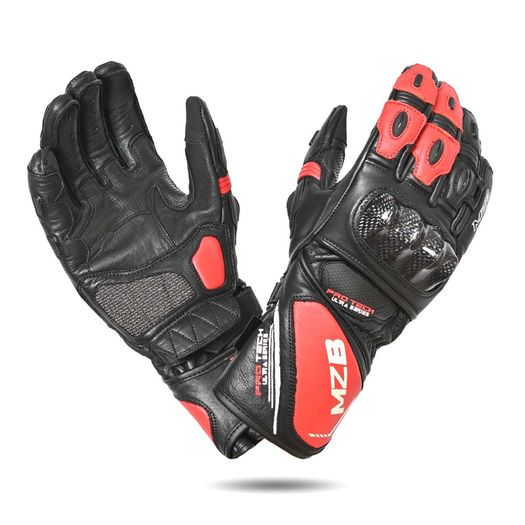 MZB RaceTech Long Motorcycle Race Cowhide Leather Gloves with Aramid Protection