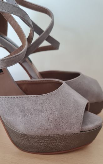 Grey/Snakeprint Platform Heels