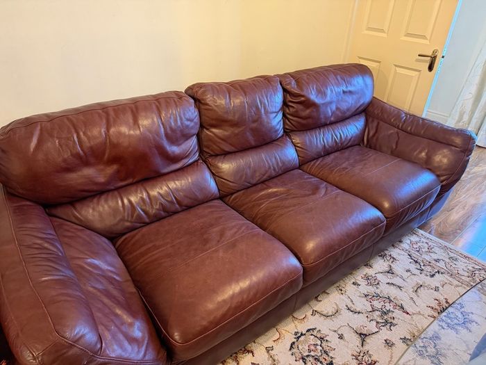 Real Leather 3 Seater Sofa + 2 Armchairs