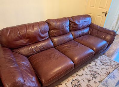 Real Leather 3 Seater Sofa + 2 Armchairs