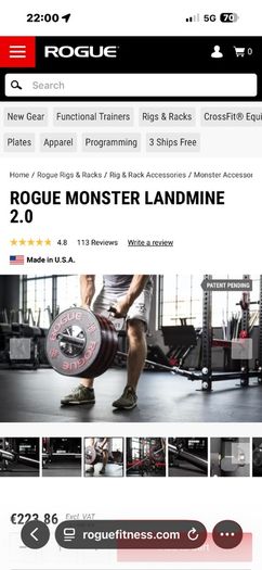 Rogue Monster Gym Landmine Attachment, Sell Cheap! Cost 280 Euro With Vat Before Shipping!!!