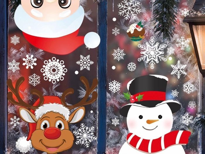 385 Pcs Christmas Window Stickers 10 Sheets Double Sides Xmas Window Decorations Santa Clings (FREE POSTAGE